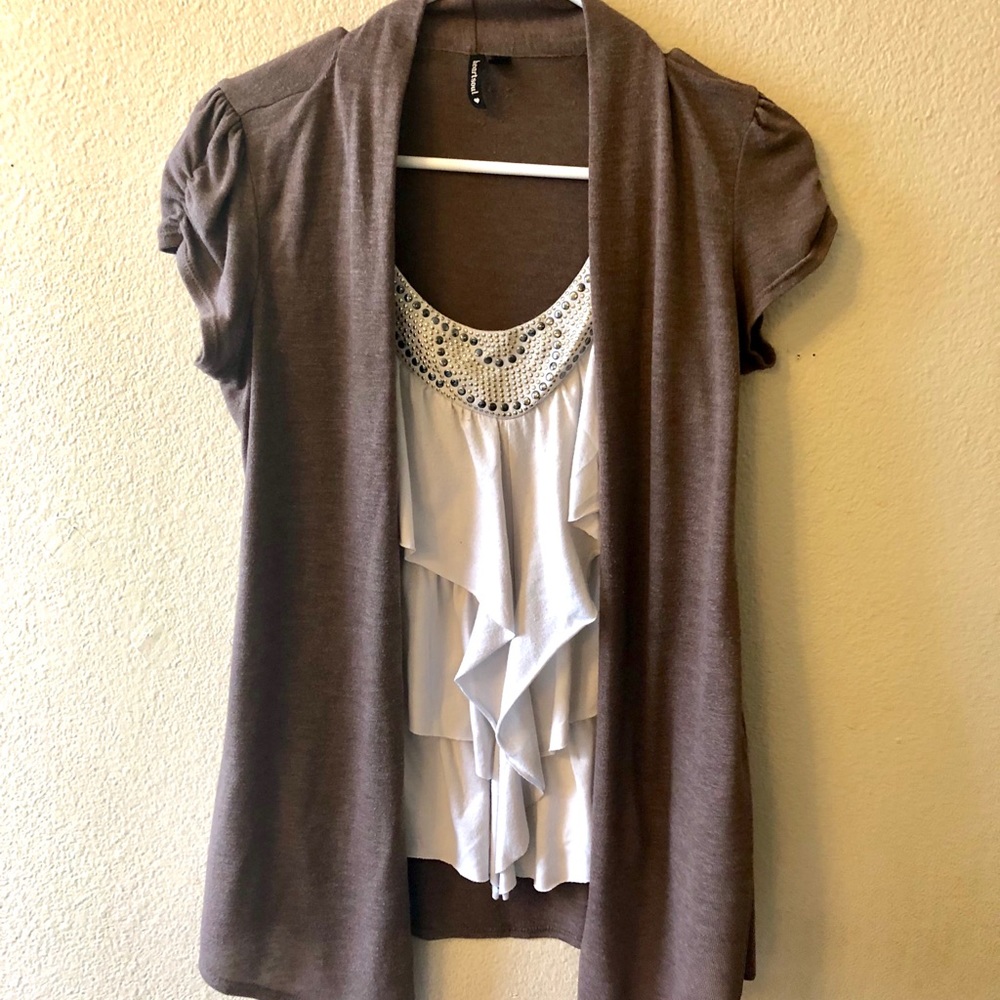 Brown and Cream Blouse